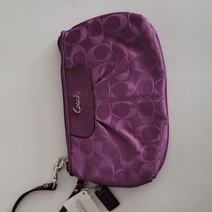 COACH Signature Large Purple Wristlet NWT